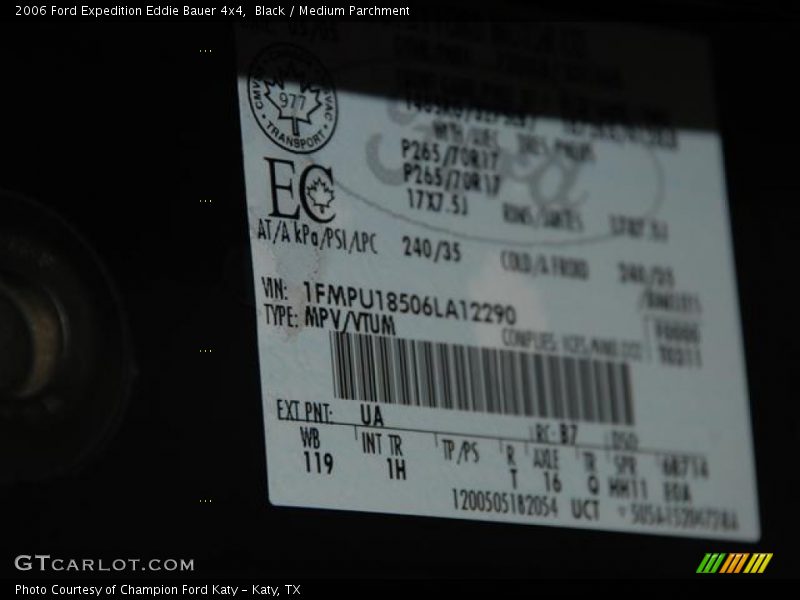 2006 Expedition Eddie Bauer 4x4 Black Color Code UA