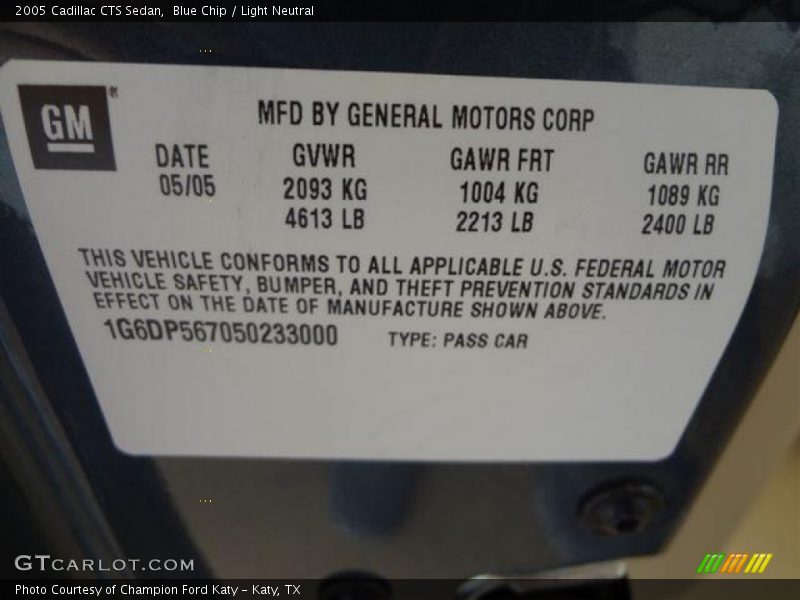 Blue Chip / Light Neutral 2005 Cadillac CTS Sedan