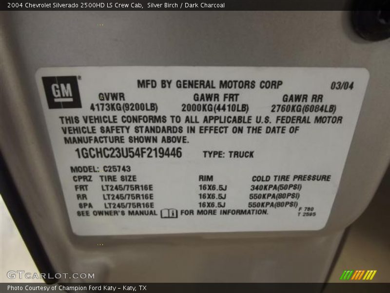 Silver Birch / Dark Charcoal 2004 Chevrolet Silverado 2500HD LS Crew Cab