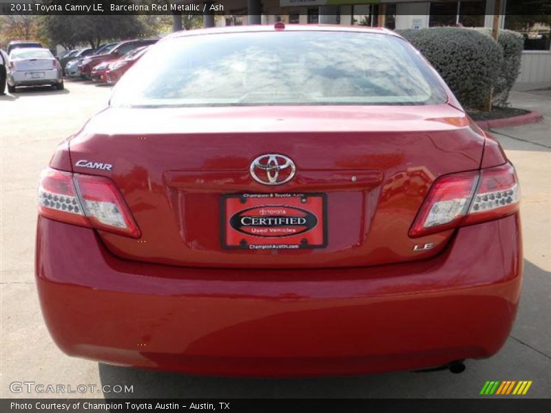 Barcelona Red Metallic / Ash 2011 Toyota Camry LE