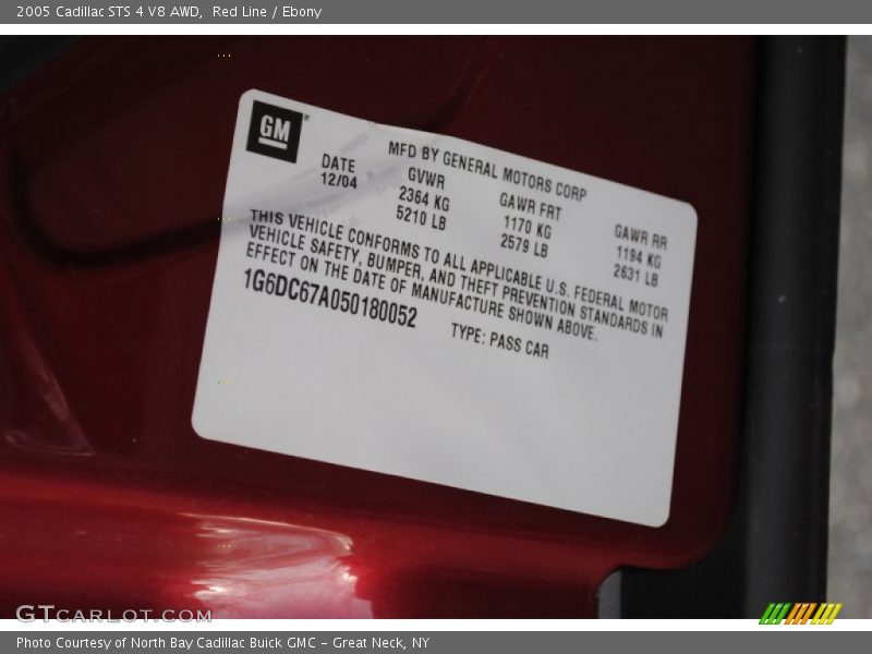 Red Line / Ebony 2005 Cadillac STS 4 V8 AWD