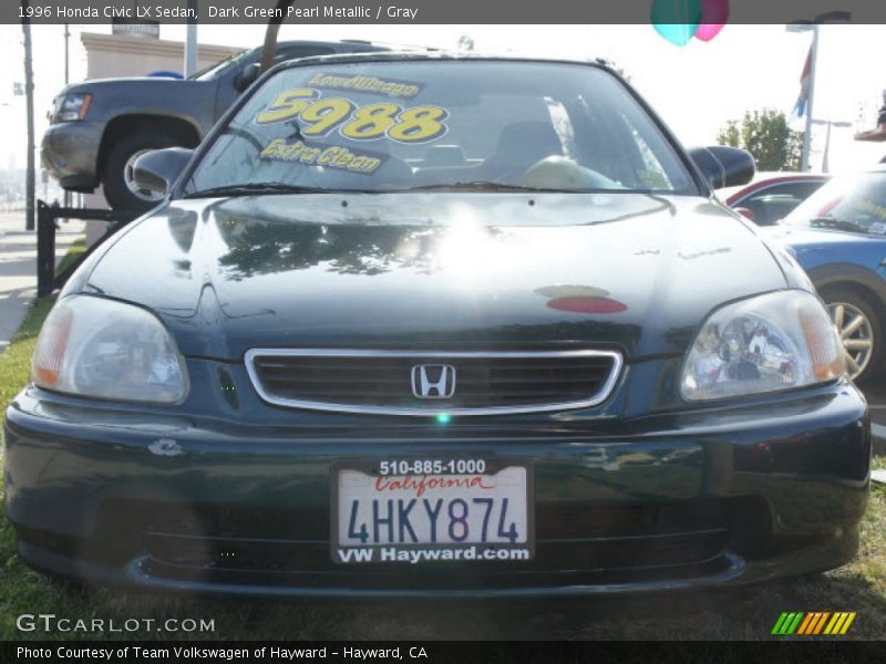 Dark Green Pearl Metallic / Gray 1996 Honda Civic LX Sedan