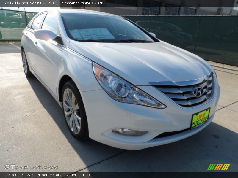 Shimmering White / Black 2012 Hyundai Sonata SE 2.0T