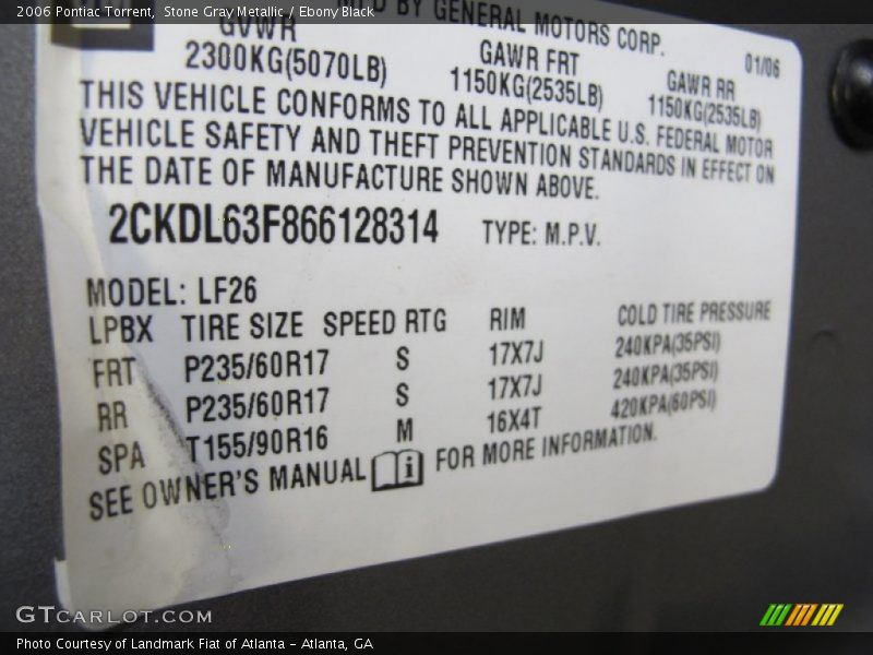 Stone Gray Metallic / Ebony Black 2006 Pontiac Torrent