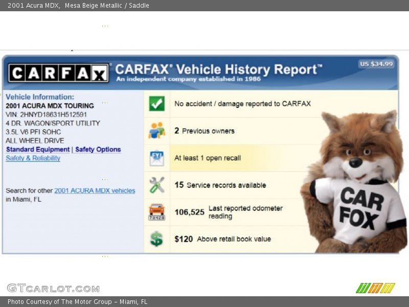 Mesa Beige Metallic / Saddle 2001 Acura MDX