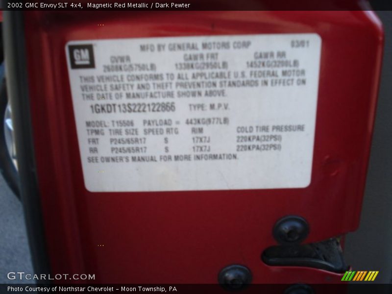 Magnetic Red Metallic / Dark Pewter 2002 GMC Envoy SLT 4x4