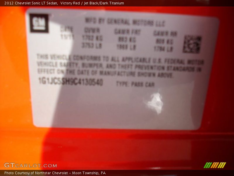 Victory Red / Jet Black/Dark Titanium 2012 Chevrolet Sonic LT Sedan