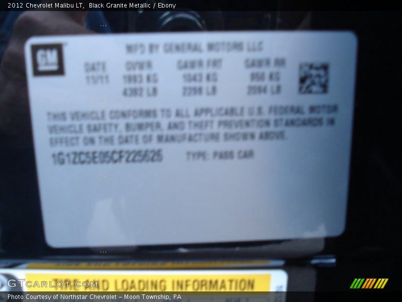 Black Granite Metallic / Ebony 2012 Chevrolet Malibu LT