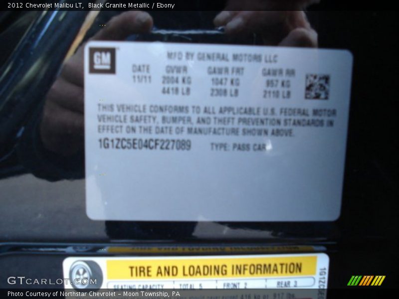Black Granite Metallic / Ebony 2012 Chevrolet Malibu LT