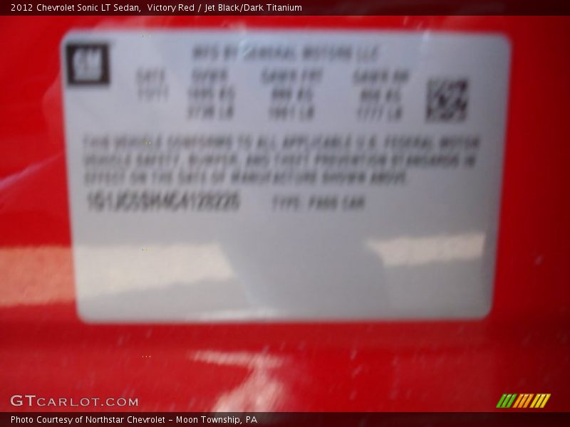 Victory Red / Jet Black/Dark Titanium 2012 Chevrolet Sonic LT Sedan