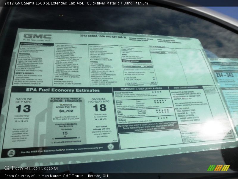 Quicksilver Metallic / Dark Titanium 2012 GMC Sierra 1500 SL Extended Cab 4x4