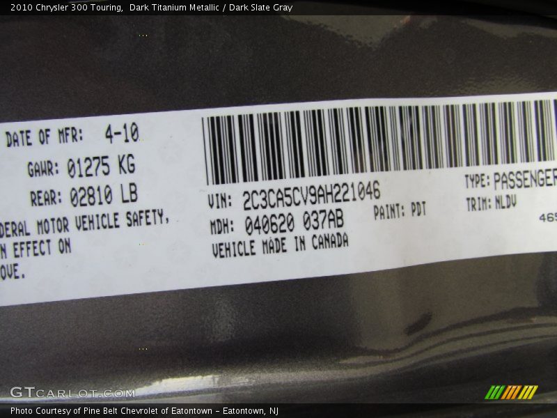 Dark Titanium Metallic / Dark Slate Gray 2010 Chrysler 300 Touring