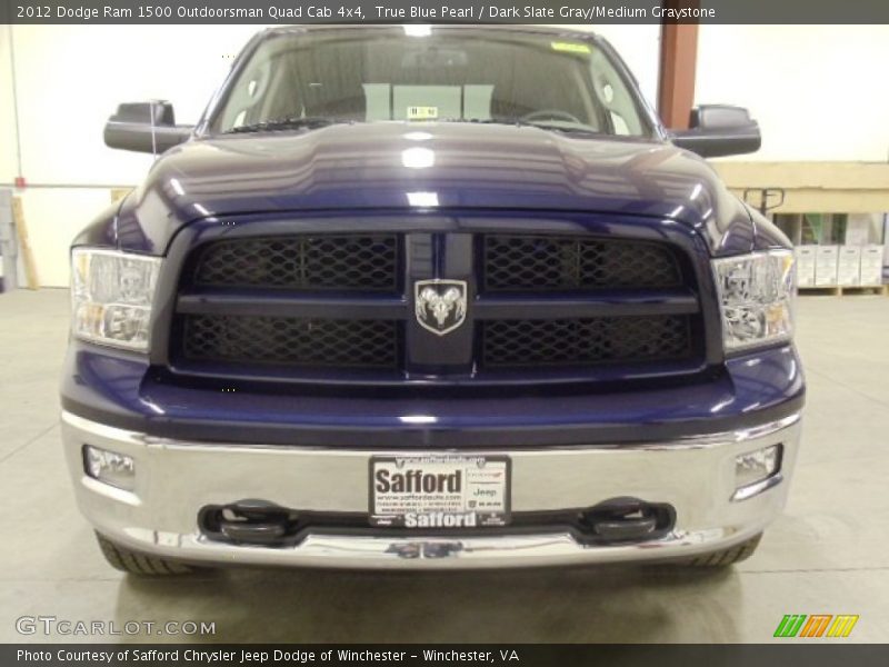 True Blue Pearl / Dark Slate Gray/Medium Graystone 2012 Dodge Ram 1500 Outdoorsman Quad Cab 4x4