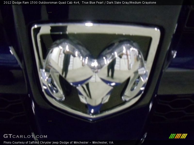 True Blue Pearl / Dark Slate Gray/Medium Graystone 2012 Dodge Ram 1500 Outdoorsman Quad Cab 4x4