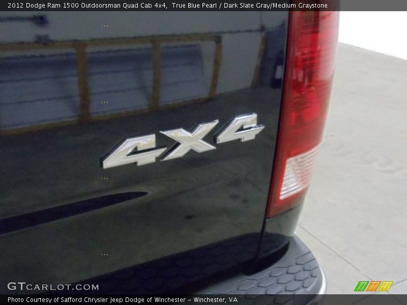 True Blue Pearl / Dark Slate Gray/Medium Graystone 2012 Dodge Ram 1500 Outdoorsman Quad Cab 4x4