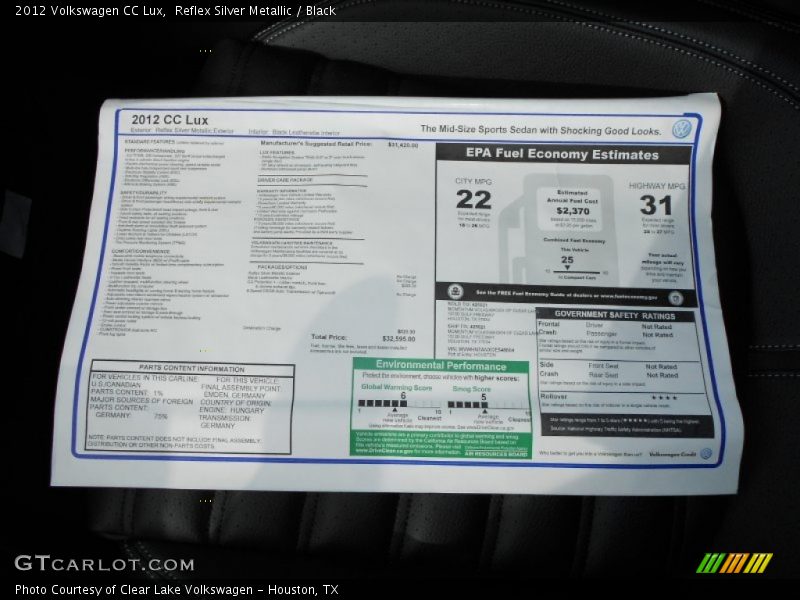  2012 CC Lux Window Sticker