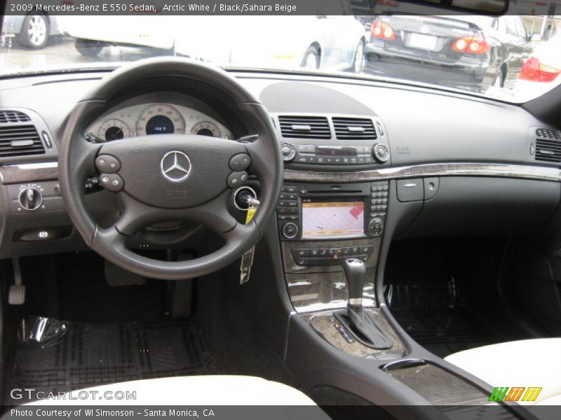 Arctic White / Black/Sahara Beige 2009 Mercedes-Benz E 550 Sedan