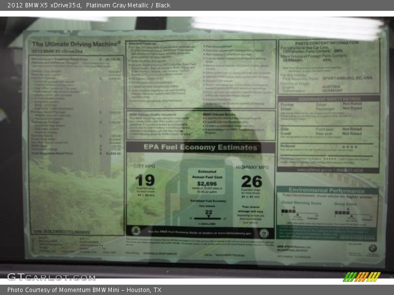 Platinum Gray Metallic / Black 2012 BMW X5 xDrive35d