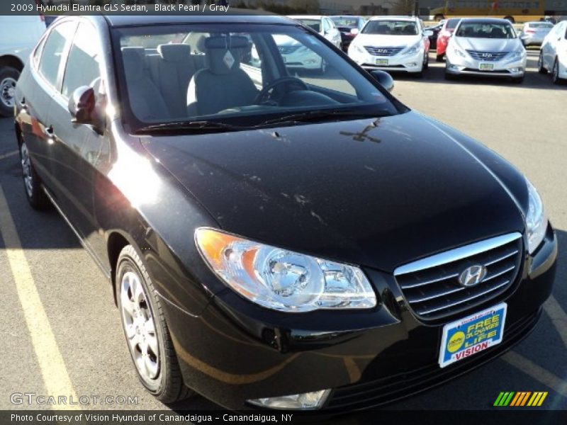 Black Pearl / Gray 2009 Hyundai Elantra GLS Sedan