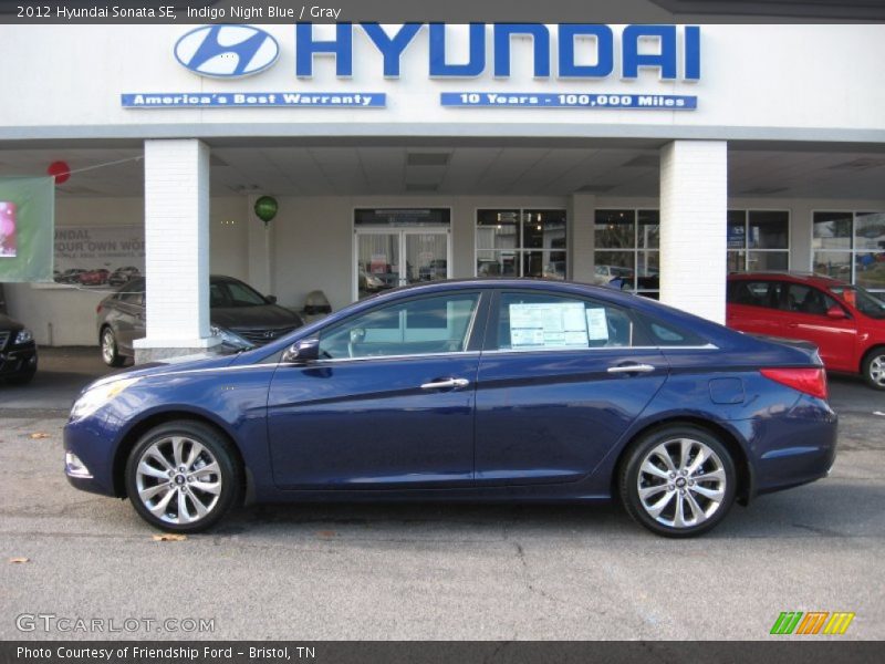 Indigo Night Blue / Gray 2012 Hyundai Sonata SE