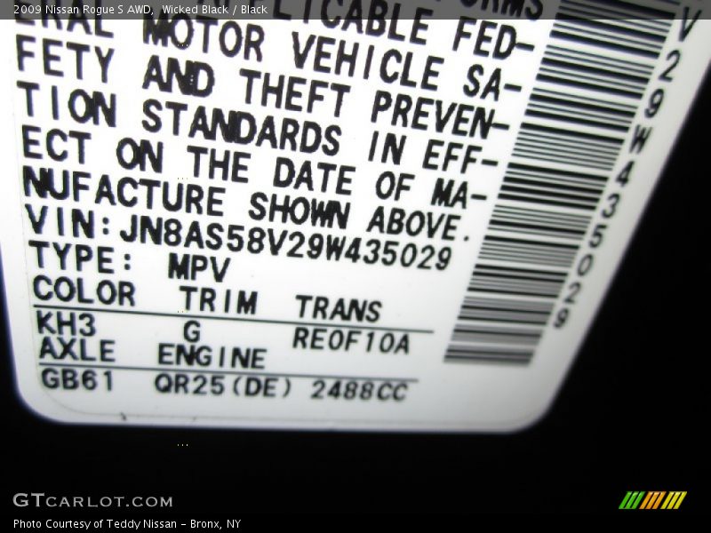 Wicked Black / Black 2009 Nissan Rogue S AWD