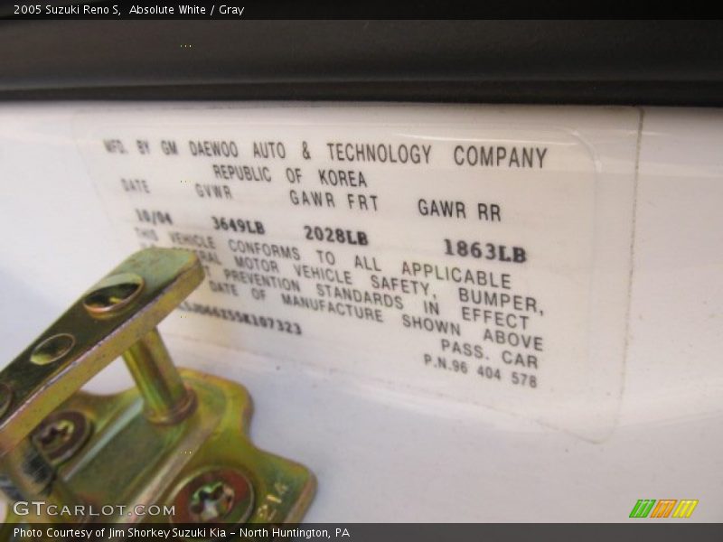 Absolute White / Gray 2005 Suzuki Reno S