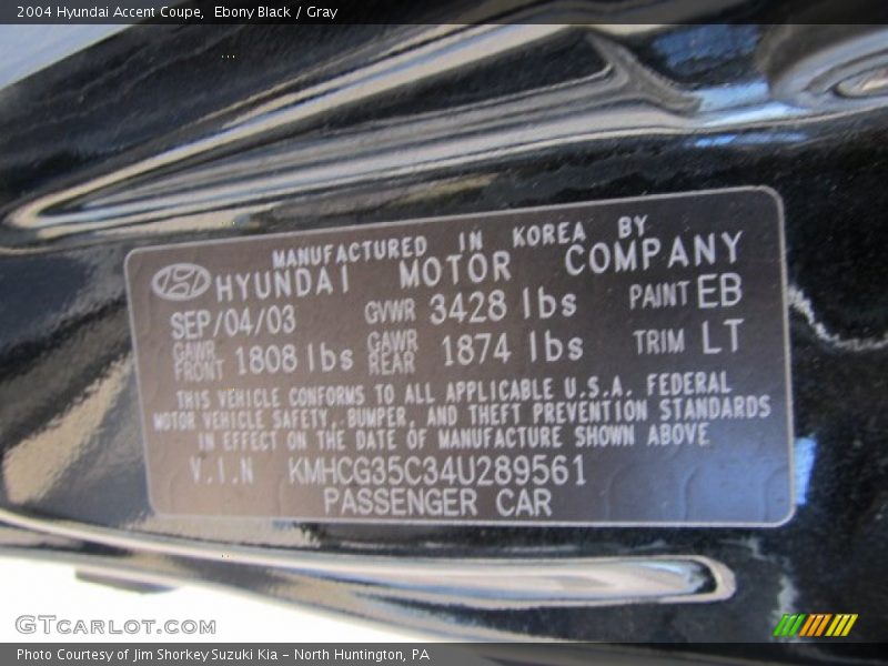Ebony Black / Gray 2004 Hyundai Accent Coupe