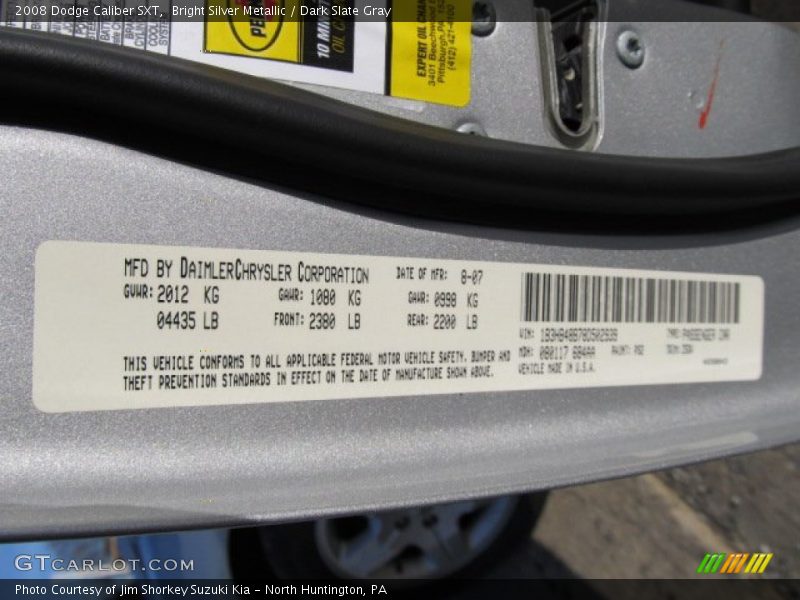 Bright Silver Metallic / Dark Slate Gray 2008 Dodge Caliber SXT