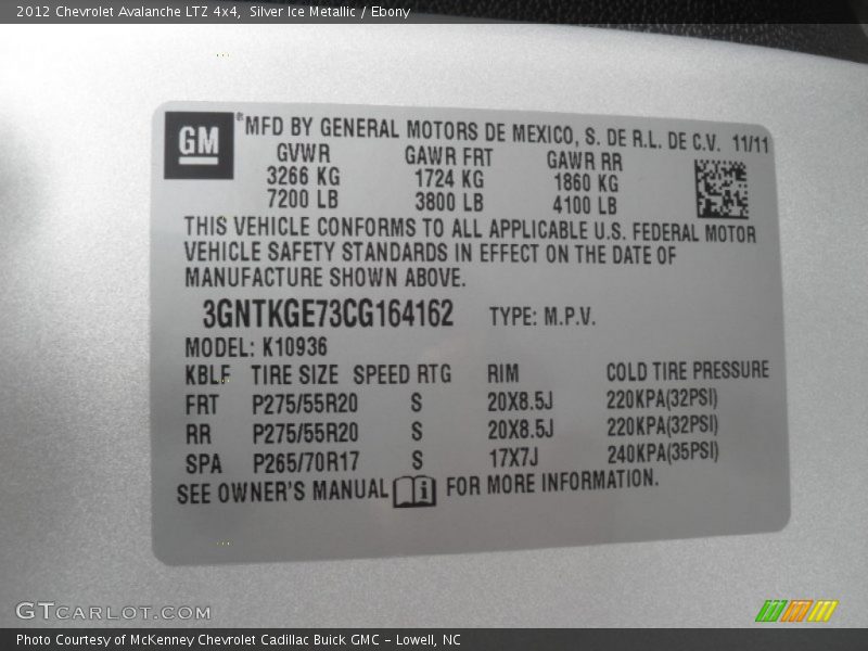 Silver Ice Metallic / Ebony 2012 Chevrolet Avalanche LTZ 4x4