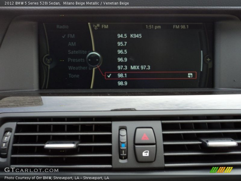 Milano Beige Metallic / Venetian Beige 2012 BMW 5 Series 528i Sedan
