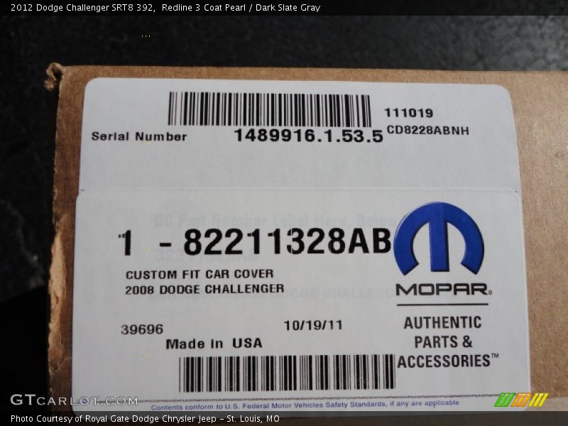 Redline 3 Coat Pearl / Dark Slate Gray 2012 Dodge Challenger SRT8 392