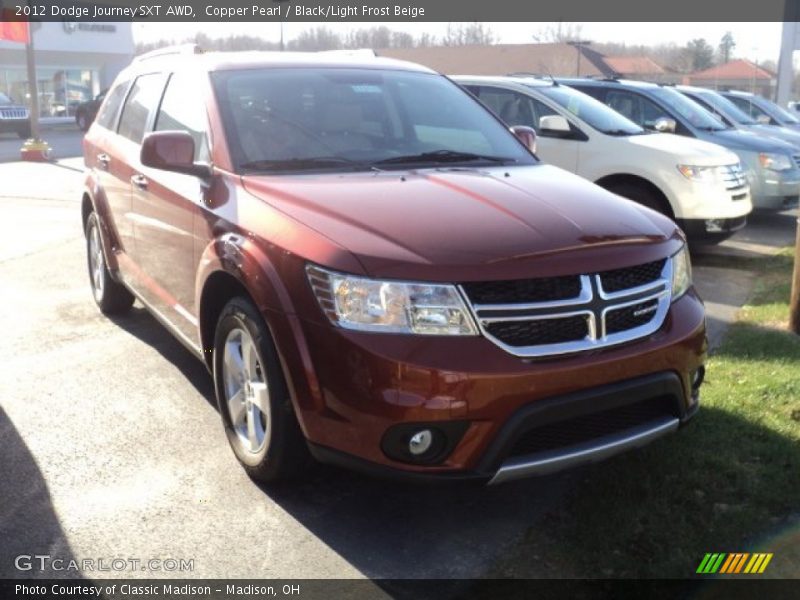 Copper Pearl / Black/Light Frost Beige 2012 Dodge Journey SXT AWD