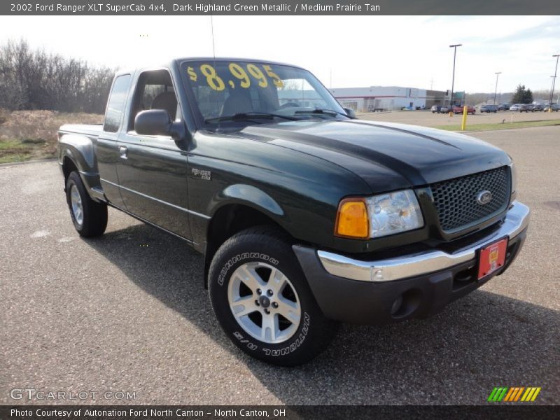 Dark Highland Green Metallic / Medium Prairie Tan 2002 Ford Ranger XLT SuperCab 4x4