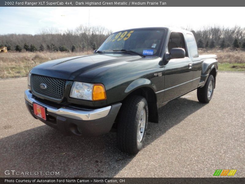 Dark Highland Green Metallic / Medium Prairie Tan 2002 Ford Ranger XLT SuperCab 4x4