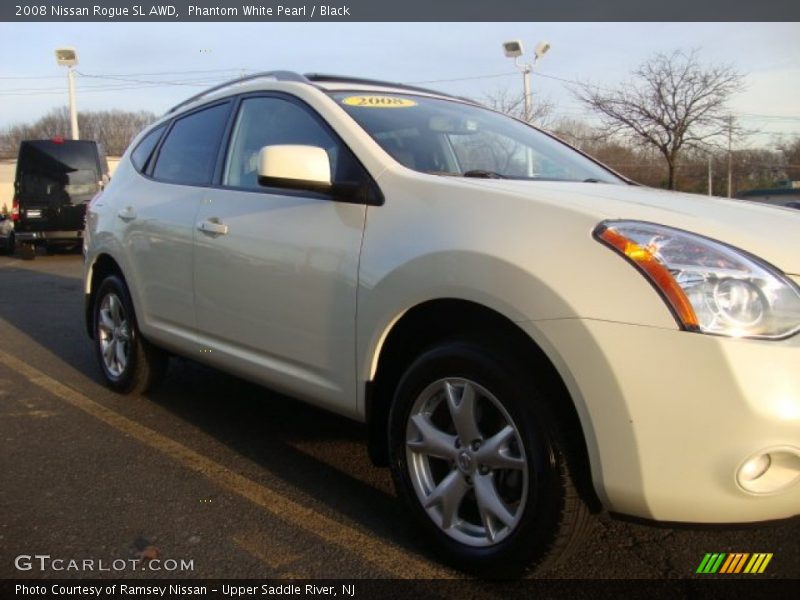 Phantom White Pearl / Black 2008 Nissan Rogue SL AWD