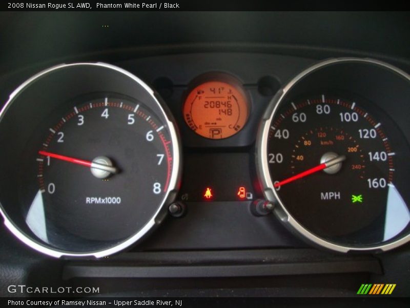 Phantom White Pearl / Black 2008 Nissan Rogue SL AWD
