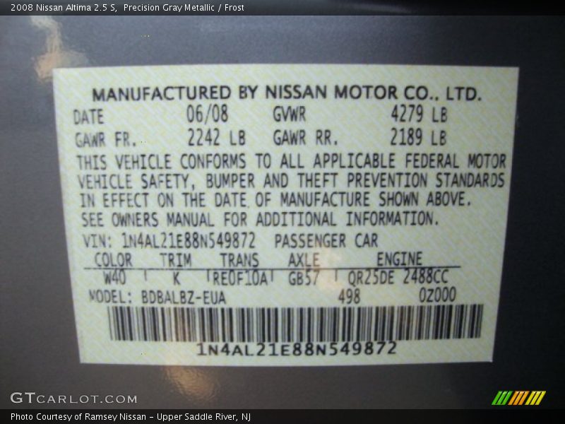 Precision Gray Metallic / Frost 2008 Nissan Altima 2.5 S