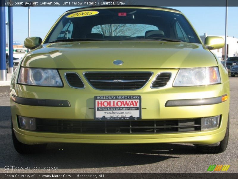 Lime Yellow Metallic / Charcoal Gray 2005 Saab 9-3 Arc Convertible