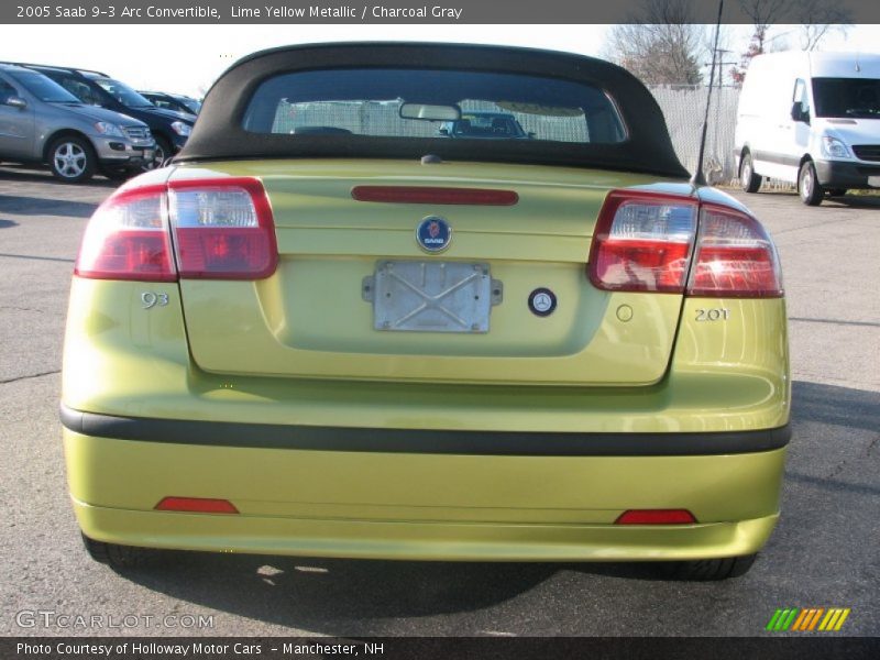 Lime Yellow Metallic / Charcoal Gray 2005 Saab 9-3 Arc Convertible
