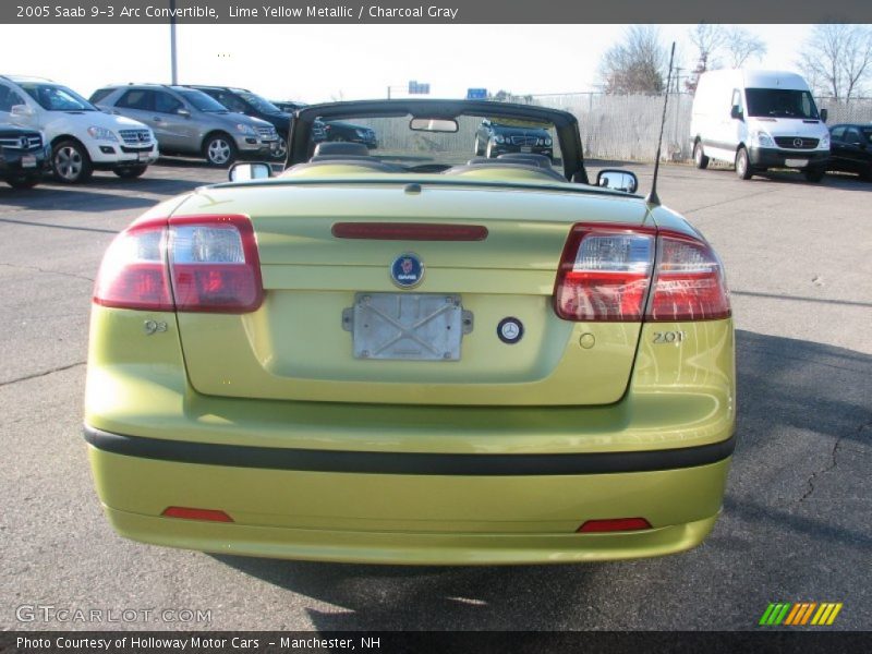 Lime Yellow Metallic / Charcoal Gray 2005 Saab 9-3 Arc Convertible