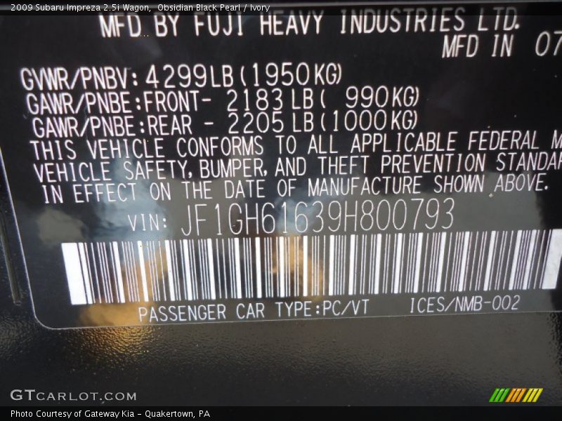 Obsidian Black Pearl / Ivory 2009 Subaru Impreza 2.5i Wagon