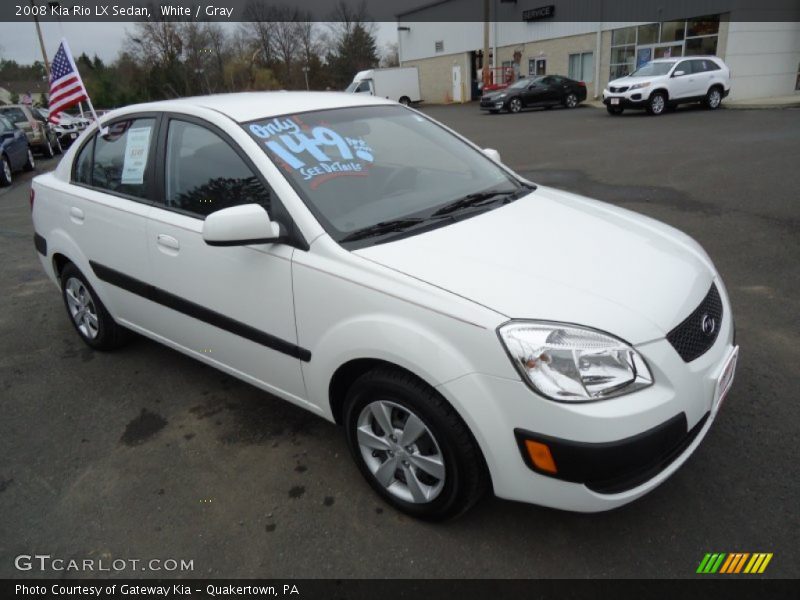 White / Gray 2008 Kia Rio LX Sedan