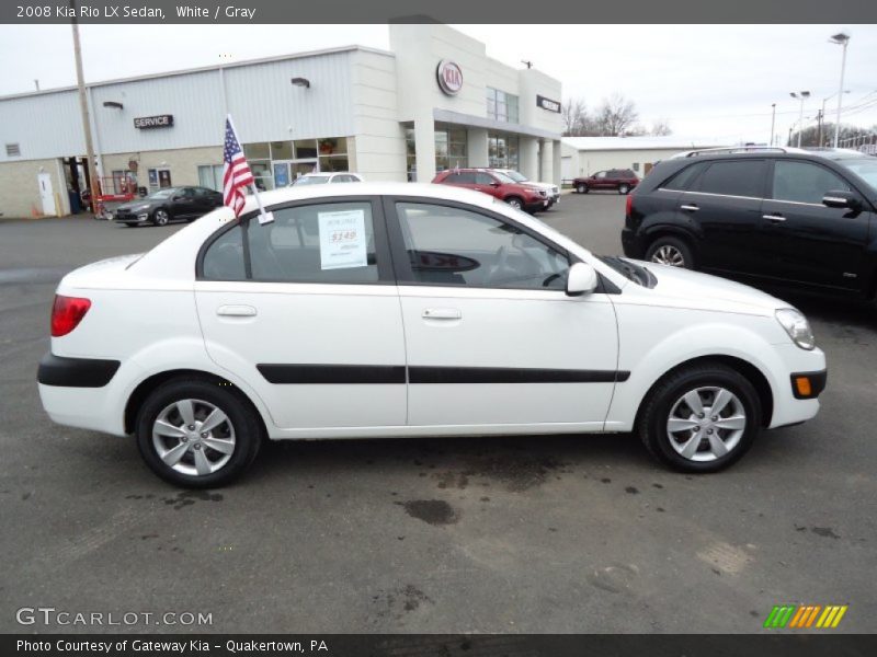 White / Gray 2008 Kia Rio LX Sedan