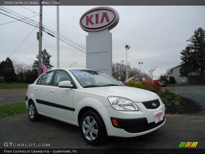 White / Gray 2008 Kia Rio LX Sedan