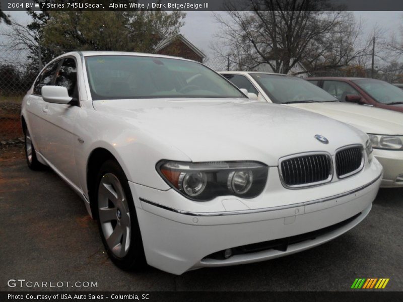 Alpine White / Dark Beige/Beige III 2004 BMW 7 Series 745Li Sedan
