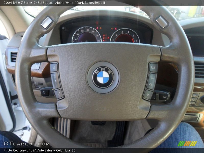 Alpine White / Dark Beige/Beige III 2004 BMW 7 Series 745Li Sedan