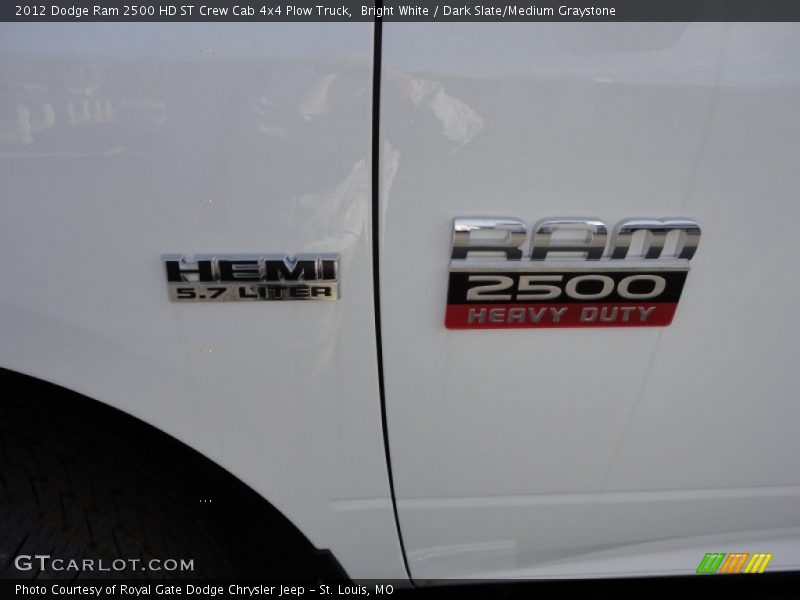 Bright White / Dark Slate/Medium Graystone 2012 Dodge Ram 2500 HD ST Crew Cab 4x4 Plow Truck