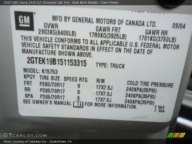 Silver Birch Metallic / Dark Pewter 2005 GMC Sierra 1500 SLT Extended Cab 4x4