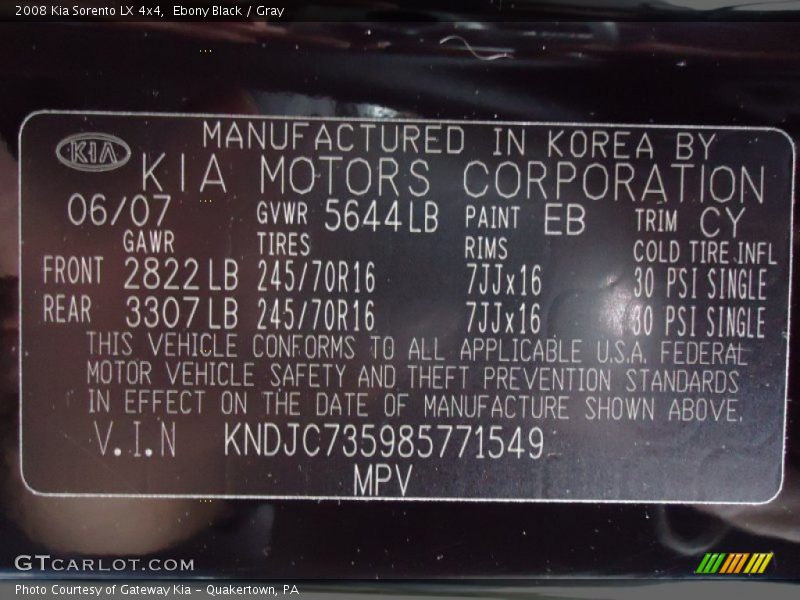 Ebony Black / Gray 2008 Kia Sorento LX 4x4