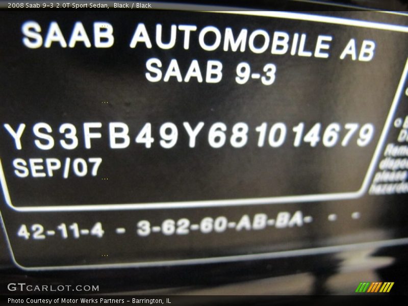 Black / Black 2008 Saab 9-3 2.0T Sport Sedan
